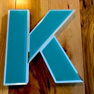 American Atelier Monogram Glass Teal Letter K